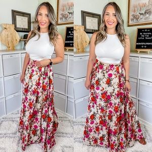 Full Floral Maxi Skirt with Sinch Waist Size Medium to XL
